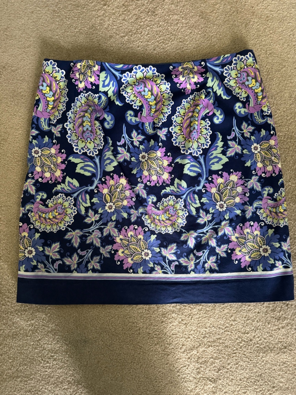 Talbots Navy Floral Paisley Mini Skirt